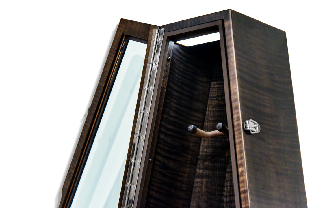 ClimaCase Triangle Humidor in Flamed Maple with Ebony Stain
