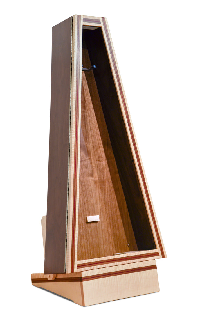 ClimaStand Triangle Humidor with Base in Flamed Maple with Walnut and Purpleheart