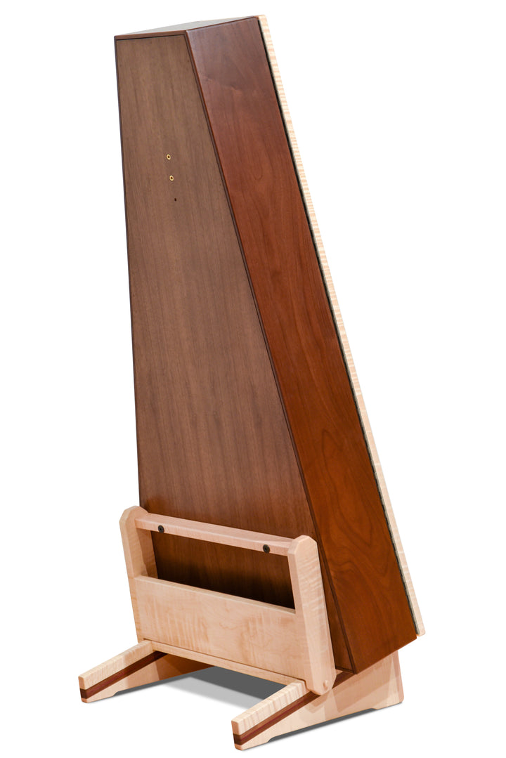 ClimaStand Triangle Humidor with Base in Flamed Maple with Walnut and Purpleheart