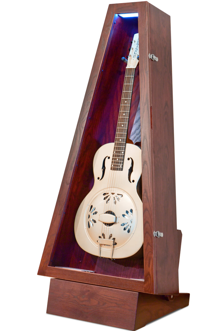 ClimaStand Triangle Humidor with Base in Northern White Ash with Bing Cherry Stain