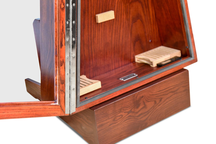 ClimaStand Triangle Humidor with Base in Northern White Ash with Bing Cherry Stain