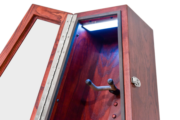 ClimaStand Triangle Humidor with Base in Northern White Ash with Bing Cherry Stain