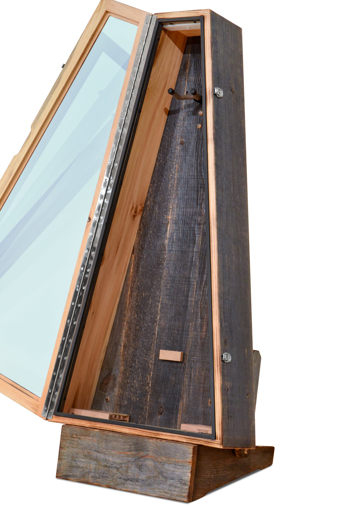 ClimaStand Triangle Humidor with Base in Reclaimed Barnwood (Grey)