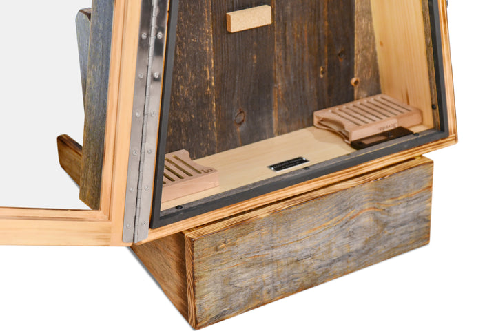 ClimaStand Triangle Humidor with Base in Reclaimed Barnwood (Grey)