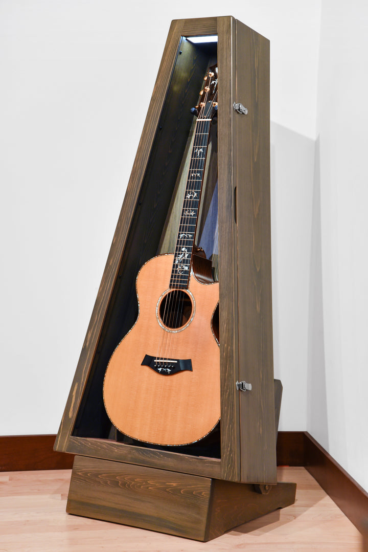 ClimaStand Triangle Humidor with Base in White Cedar with Antique Slate Stain