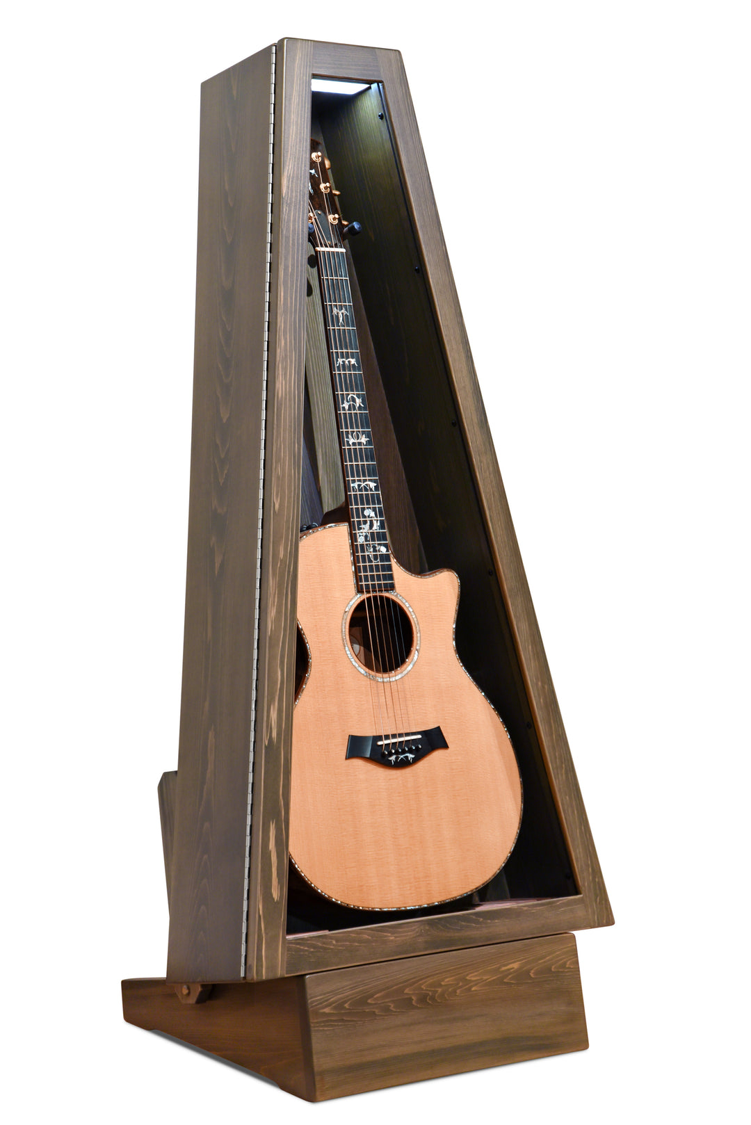 ClimaStand Triangle Humidor with Base in White Cedar with Antique Slate Stain