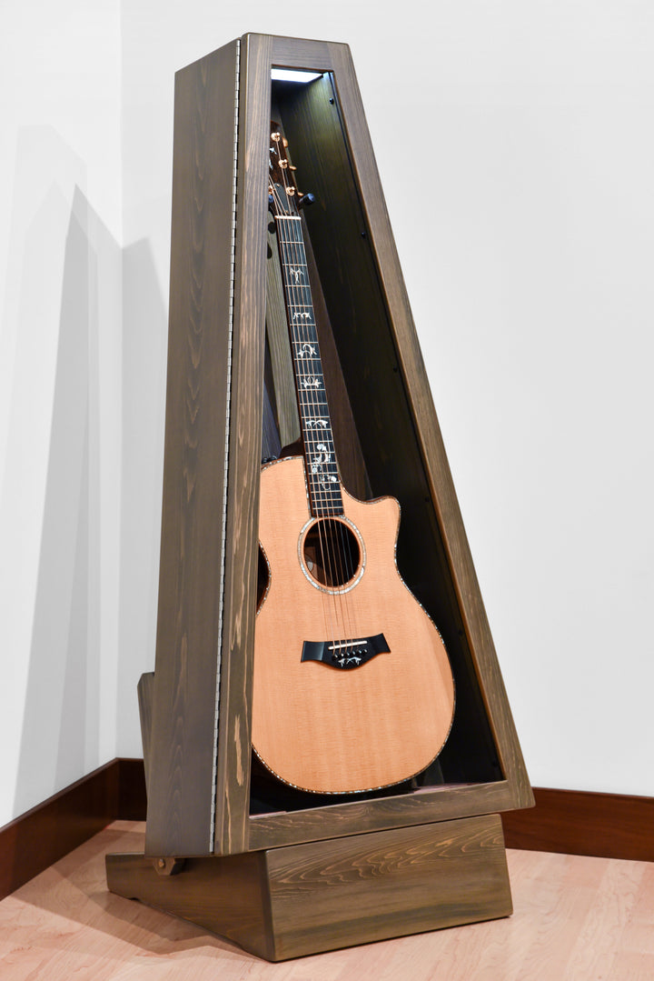 ClimaStand Triangle Humidor with Base in White Cedar with Antique Slate Stain