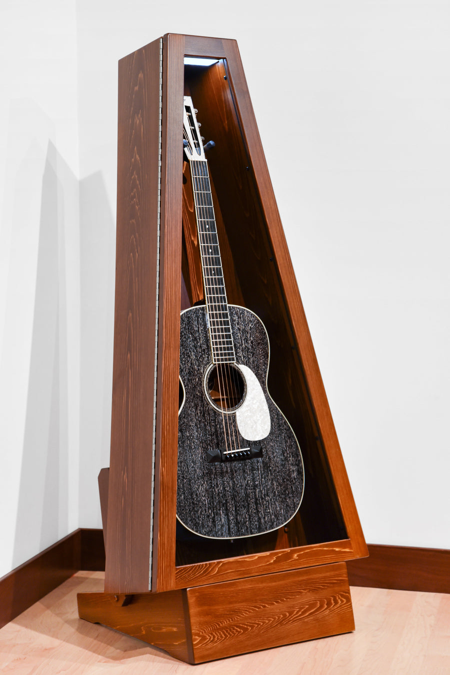 ClimaStand Triangle Humidor with Base in White Cedar with Boston Stain
