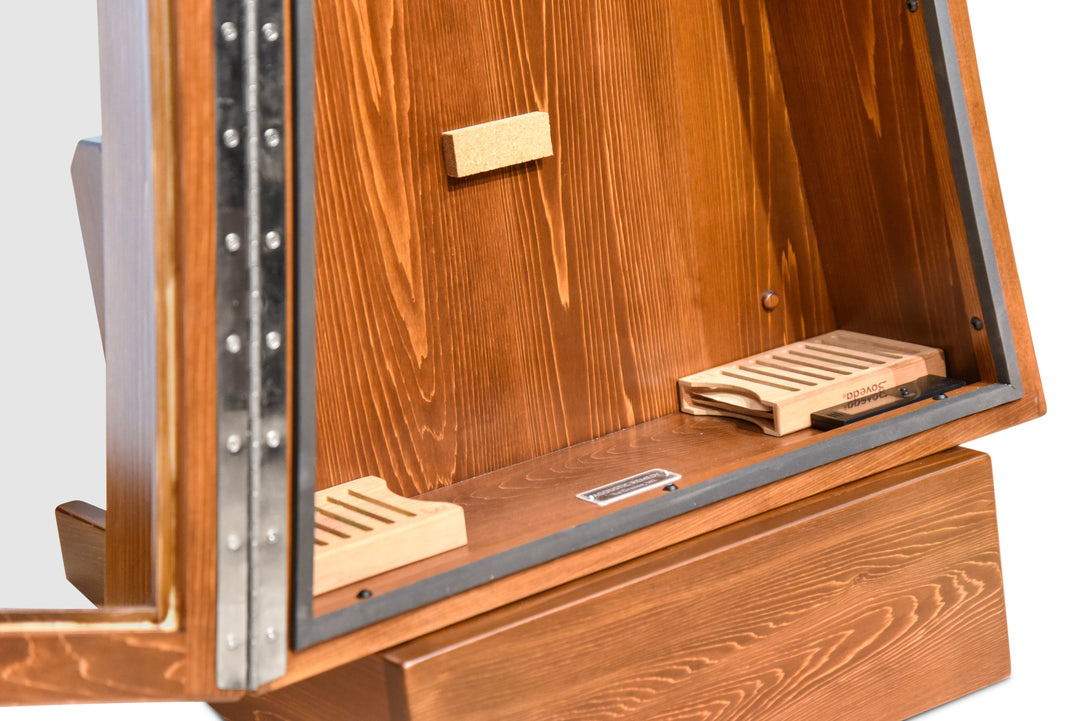 ClimaStand Triangle Humidor with Base in White Cedar with Boston Stain
