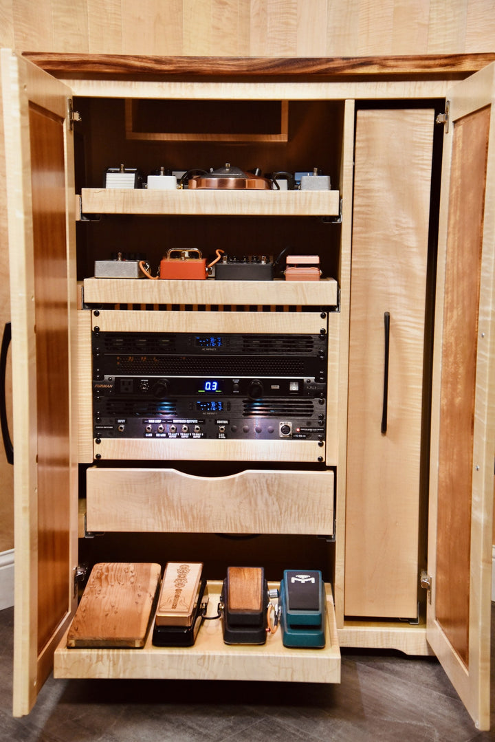 Detail of the open Effects Rack Cabinet interior