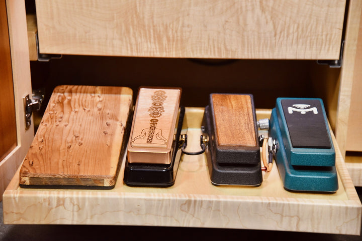 Close detail of a pedal shelf extended